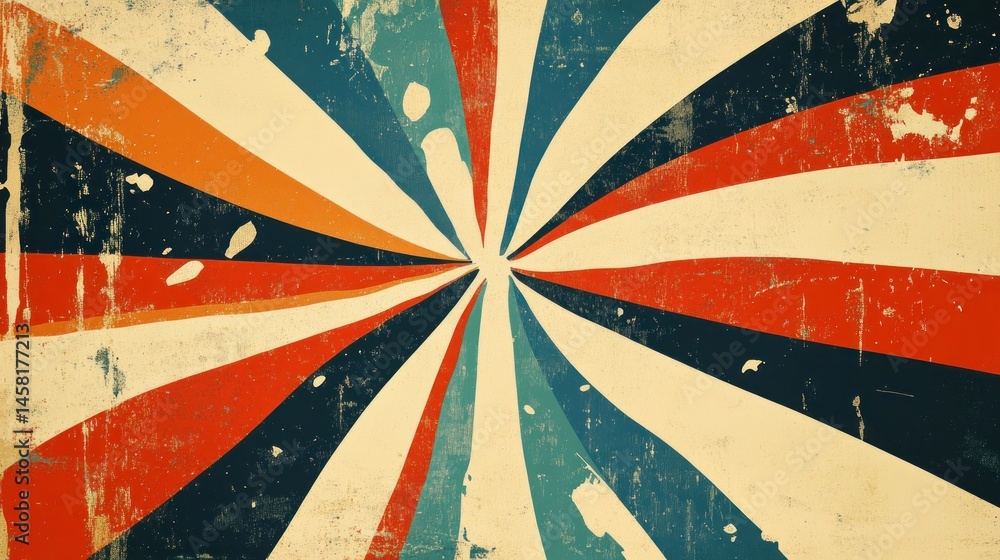 Poster retro radial design with distressed texture