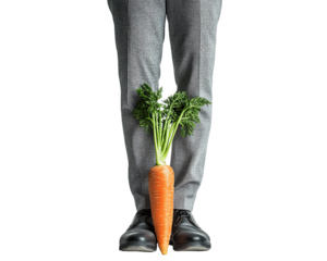 Person with Large Carrot Between Legs on Transparent Background, PNG