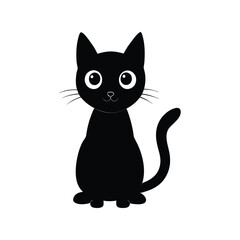 Cat silhouette vector illustration. black feline icon, pet animal, domestic kitty graphic, minimalist design element