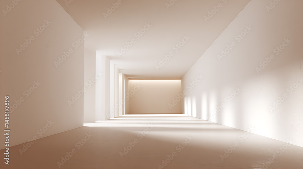 Poster beautiful light empty wall in a room with a perspective, minimalistic interior background for presen