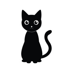 Cat silhouette vector illustration. black feline icon, pet animal, domestic kitty graphic, minimalist design element