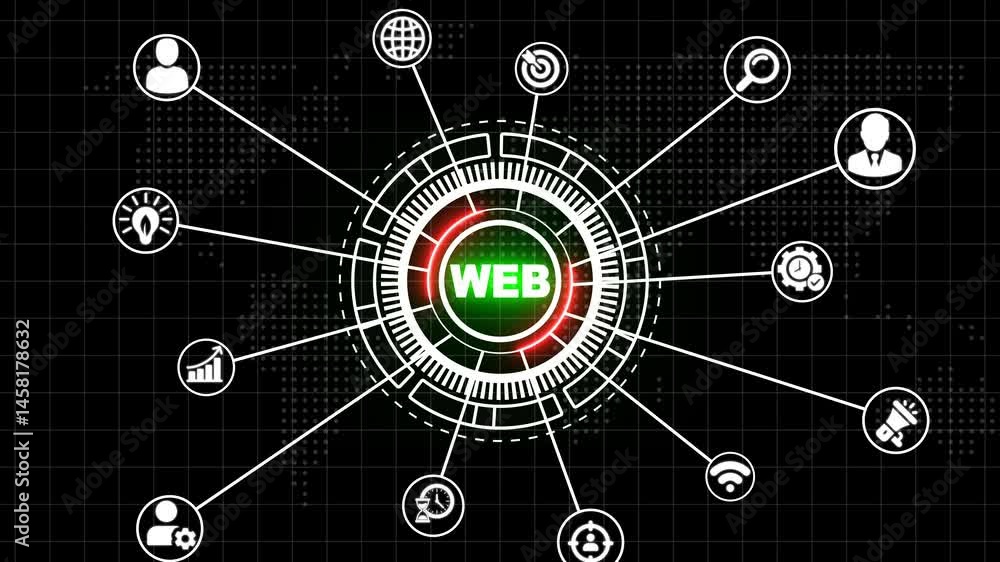 Poster web hosting. the activity of providing storage space and access for websites. business, modern techn