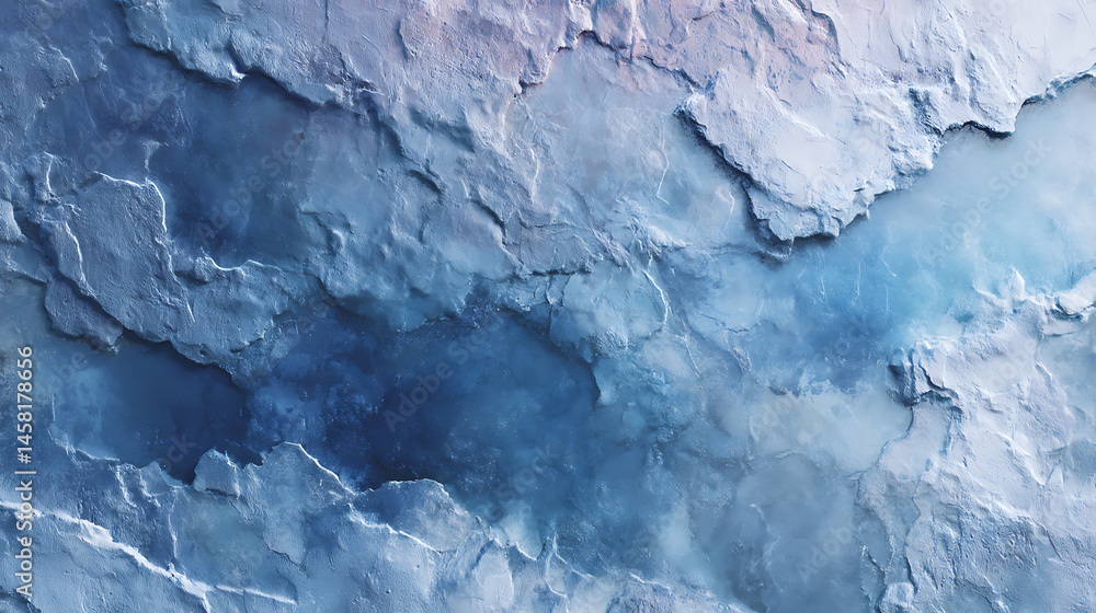 Poster Beautiful original background image in a wide format in light blue tones of the surface with the texture of ice or stone