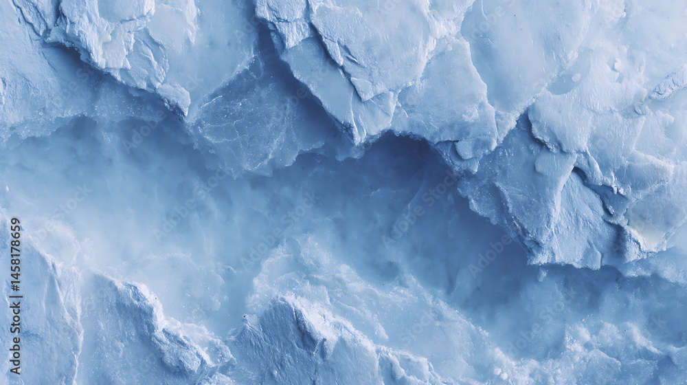 Poster Beautiful original background image in a wide format in light blue tones of the surface with the texture of ice or stone