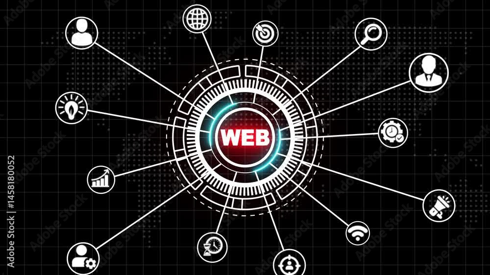 Poster web hosting. the activity of providing storage space and access for websites. business, modern techn