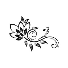 Abstract floral element silhouette vector. decorative flower motif, botanical ornament, elegant nature graphic symbol
