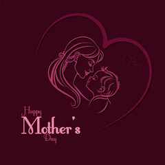 Mother and Baby Outline Vector for Mother’s Day Celebration