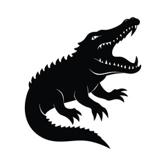 Fototapeta premium Crocodile Snapping Jaws Open Vector Silhouette