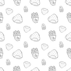 food pattern. fast food seamless pattern. doodle food and beverage seamless pattern. food background