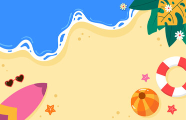 Flat summertime landscape background illustration