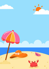 Flat summertime vertical background illustration