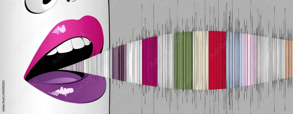 Poster creative soundscape representation with colorful waves expressing music and motion through dynamic d