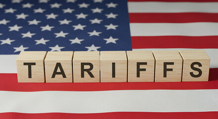 Import Trade Tariffs increase concept with United States of America Flag. Trade wars, import export trade, international trade,war, china, container, shipping, freight, transportation, industrial, int