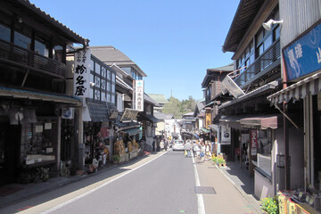 日本：レトロな店が並ぶ門前町の風景【成田山新勝寺】千葉県成田市