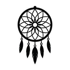 Fototapeta premium Dreamcatcher Outline Vector Silhouette