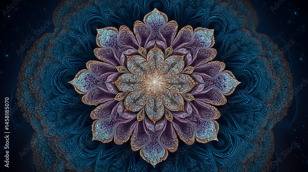 Poster mandelbrot symmetry as mandala background texture