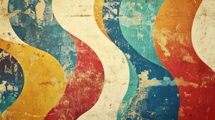 Vintage textured wall art with vibrant, swirling colors