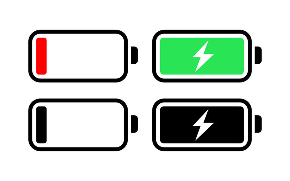 Set of lowbat and full battery indicators. Vector illustration