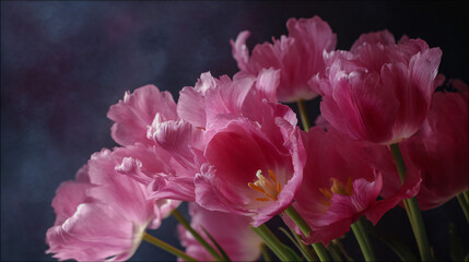 A vivacious arrangement of pinkish tulip with delicate petals, nonpareil for spring themed art or design.