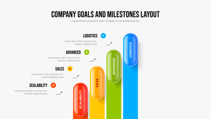 Business Performance Frame Layout Vector Illustration. Visual Profile 4 Option Infographic Presentation Design. Consulting Development Four Step Diagram Slide Template.