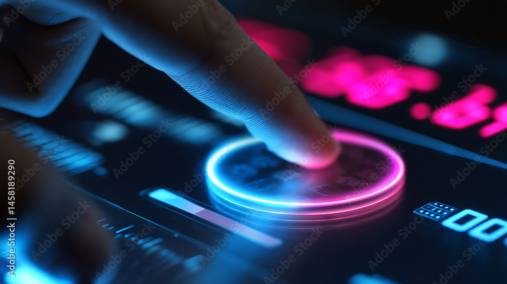 Poster neon glow touch interface control and status information