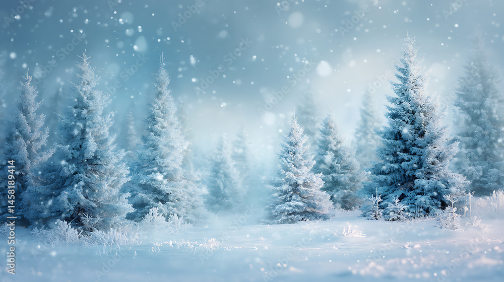 Poster winter wonderland background wallpaper with trees and snow