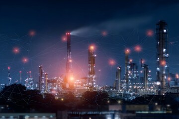 Fototapeta premium A city skyline with many tall buildings and a lot of lights