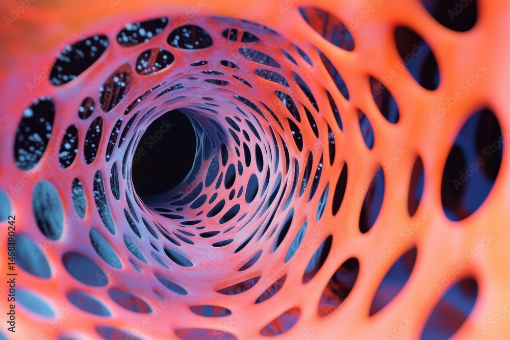 Poster wormhole structure showcasing vibrant colors and intricate patterns in a space environment, animated