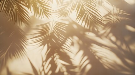 Obraz premium Warm sunlight filtering through palm fronds, casting delicate shadows.