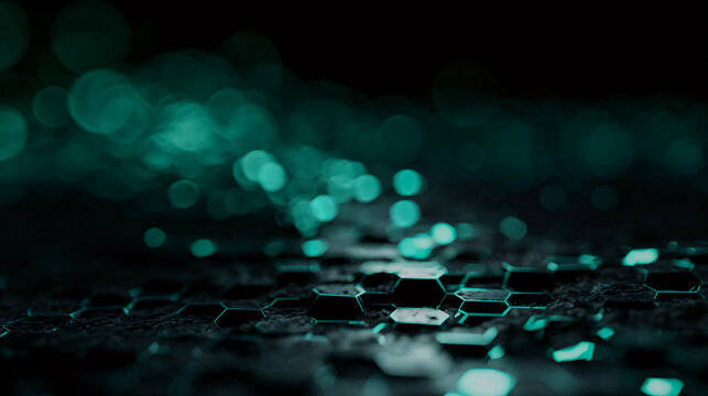 Abstract stellate hexagonal pattern on a glowering surface, creating a futuristic digital artistry effect.