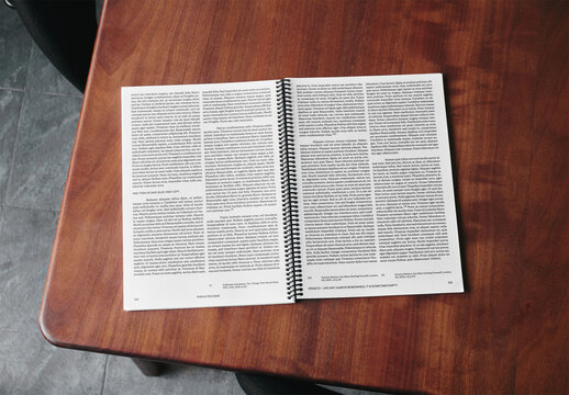 Mockup Of Customizable Spiral Bound Notebook, Open
