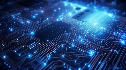 Obraz premium Modern Technology Circuit Board Texture Background for Digital Design.