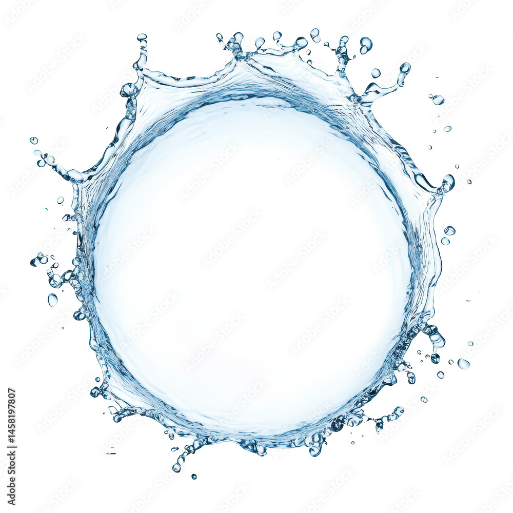 Poster water splash creating a perfect circular formation isolated on a transparent background during a cal
