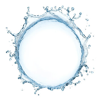 Water splash creating a perfect circular formation isolated on a transparent background during a calm moment, Water splash forming a circle isolated