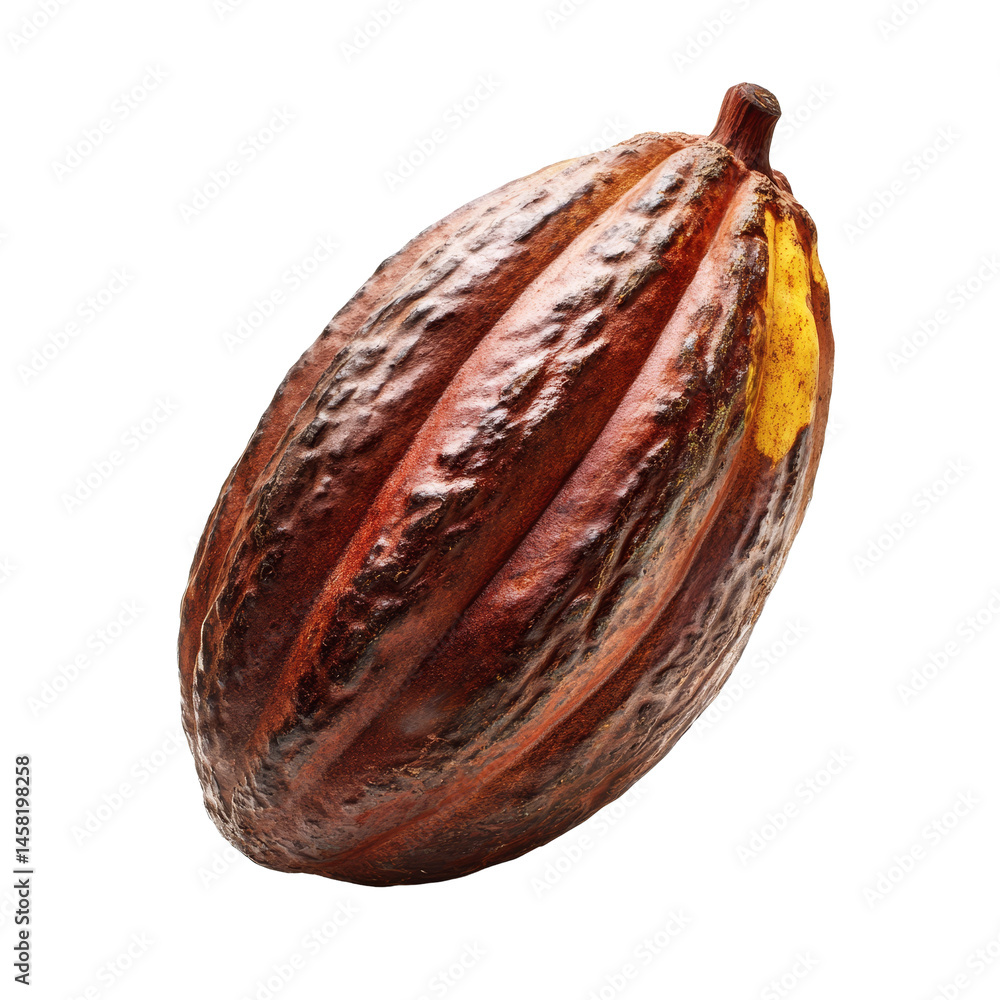 Aufkleber a single ripe cocoa fruit isolated on a transparent background showcasing its rich colors and textur