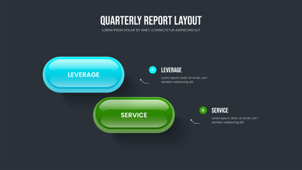 Company Proposal 2 Element Diagram Slide Design. Advertising Visualization Frame Template Vector Illustration. Sales Launch Two Option Infographic Slideshow Layout.