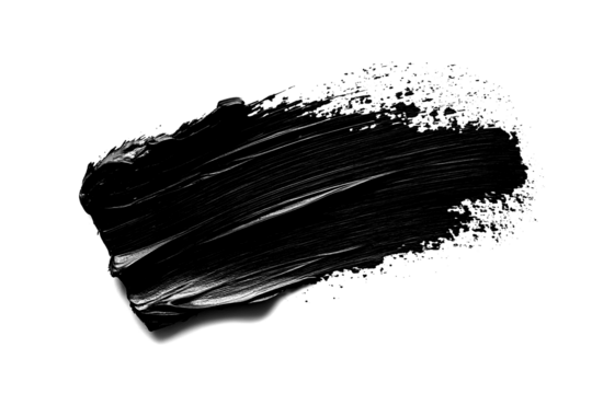 Top view of a black interwoven brush stroke isolated on a white transparent background. - Powered by Adobe