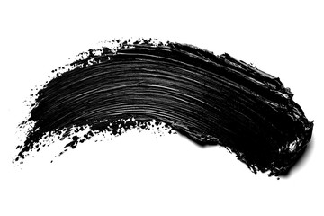 Top view of a black rough brush stroke isolated on a white transparent background