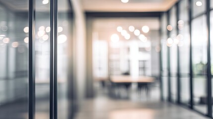 Dynamic business environment blurred office interior modern workspace professional setting contemporary view