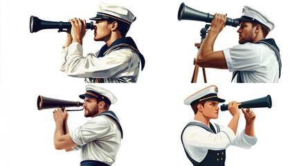 Sailors with binoculars
