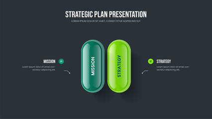 Corporate Report 2 Element Infographic Presentation Template. Company Profile Two Option Diagram Frame Layout. Consulting Strategy Slide Design Vector Illustration.