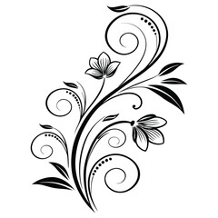 Elegant Floral Ornament with Swirls and Flowers