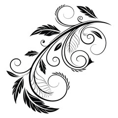 Elegant Floral Scroll with Leaves