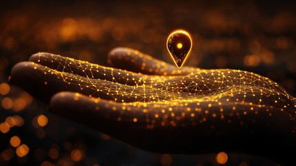 Hand holding digital location marker