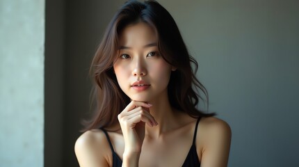 Fototapeta premium Serene beauty poses in soft light