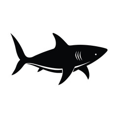 Naklejka premium Shark Swimming Sharp Fins Vector Silhouette