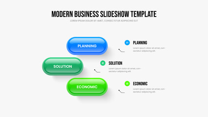 Fototapeta premium Business Growth 3 Option Diagram Frame Template. Creative Introduction Three Step Infographic Slideshow Layout. Digital Visualization Slide Design Vector Illustration.