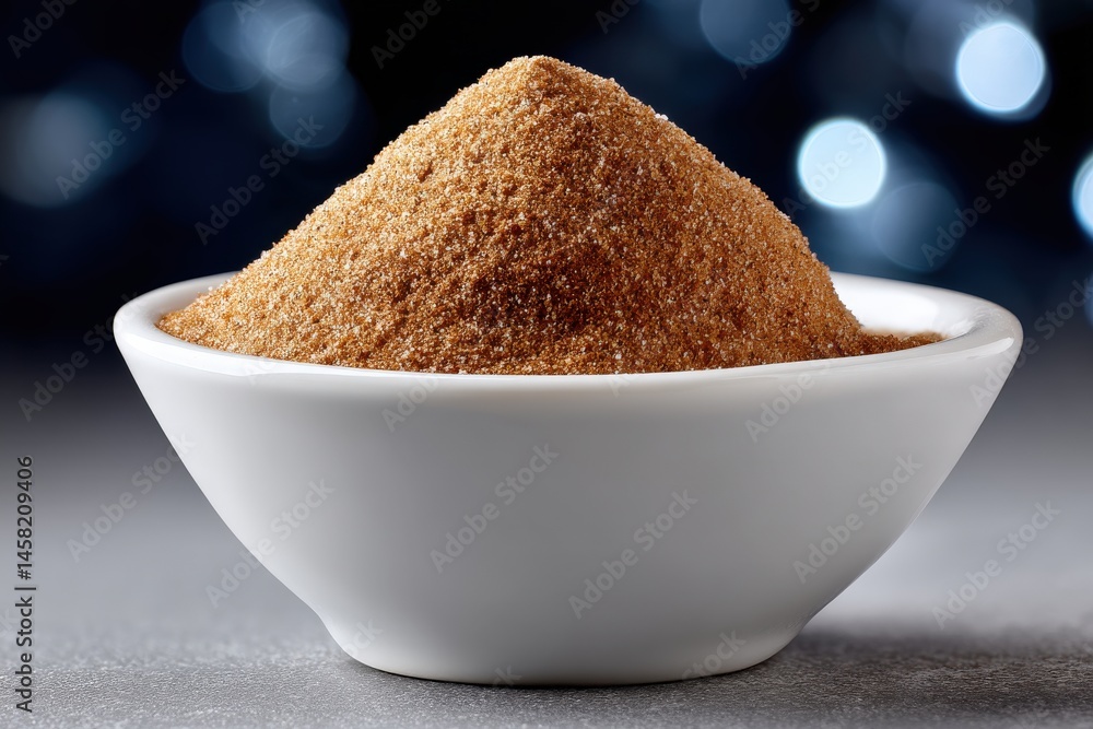 Aufkleber rich brown sugar mound in a white bowl showcasing the texture and color variations under soft studio
