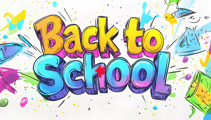 Vibrant "Back to School" Graffiti Style Banner. Energetic "Back to School" graffiti style text with colorful artistic elements, perfect for educational and creative themes
