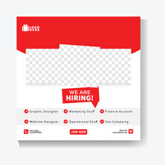 We are hiring job square banner or social media post template